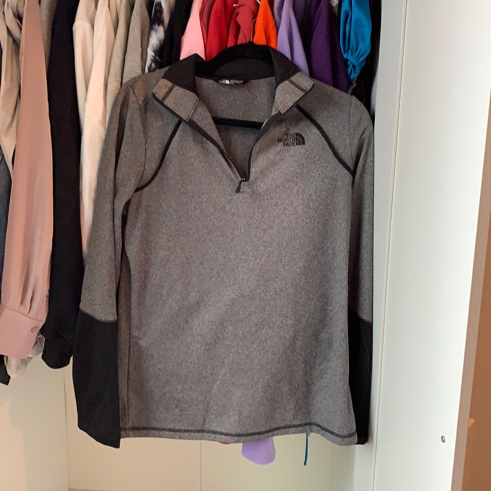North Face quarter zip medium gray and black